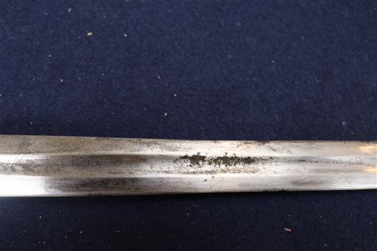 A 19th century naval officers dirk, with engraved blade